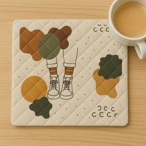 Whimsical Micro fiber fabric mugrug / coaster